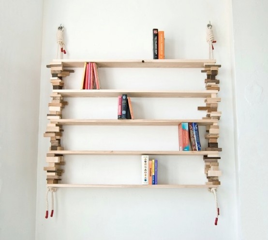 Natural Bookshelf Of Mixed Wood
