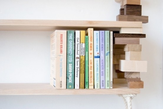 Natural Bookshelf Of Mixed Wood