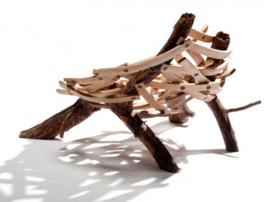 Nest-Shaped Chair Of Rough Wood