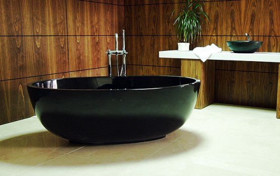 New Compact Black Freestanding Bath The Petit By Castello