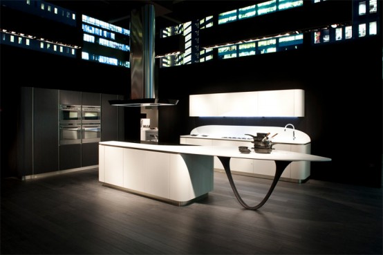 Futuristic Kitchen Design with Round Corners – Ola 20 by Snaidero