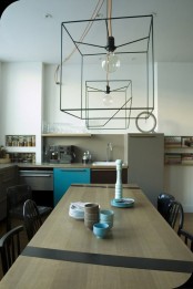 modern metal framed pendant lamps with gold cords are perfect to add an edgy and fresh feel to the space