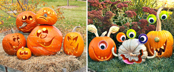 Craft cute monster and smiley pumpkins! You don't really need advanced pumpkin-carving skills for such project.