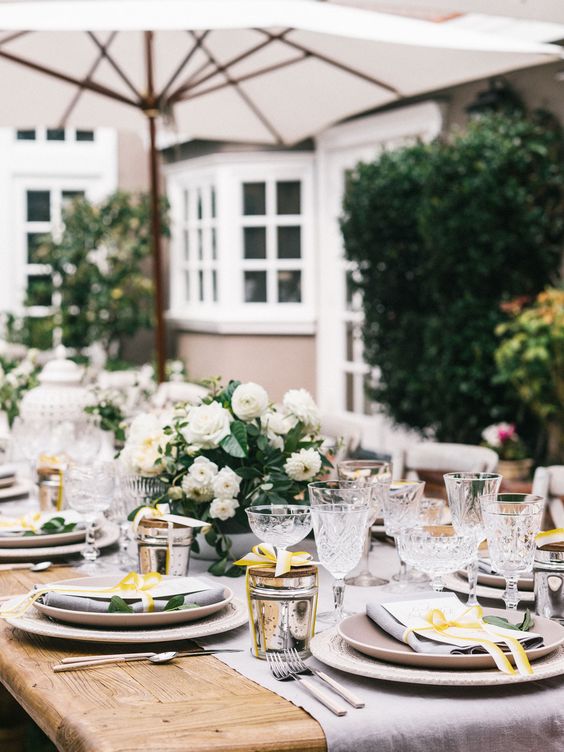 outdoor table setting for a gender neutral baby shower