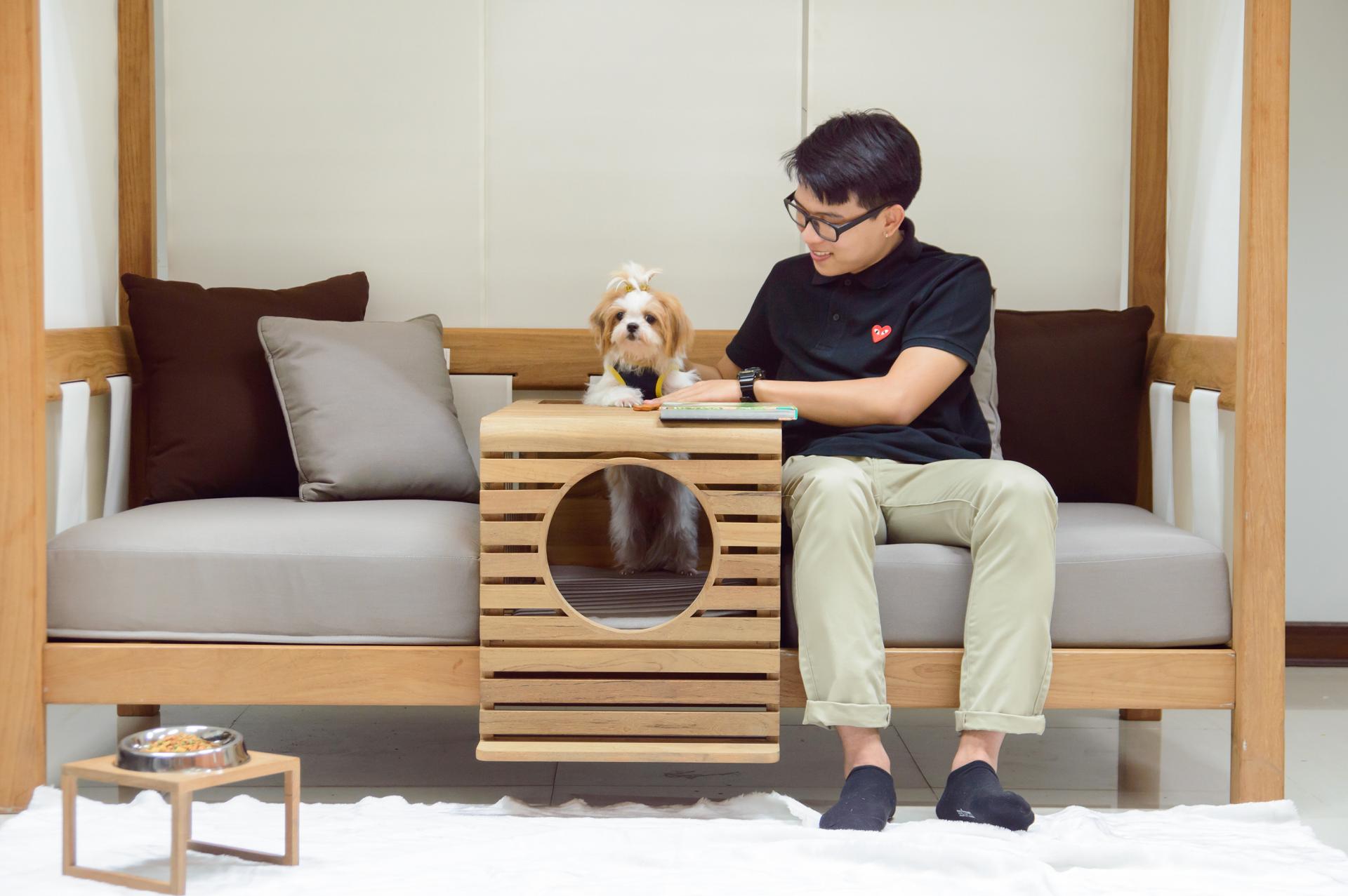 Pet modular sofa with a pet home integrated  1