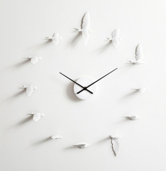 Philosophic And Romantic Flying Swallows Clock