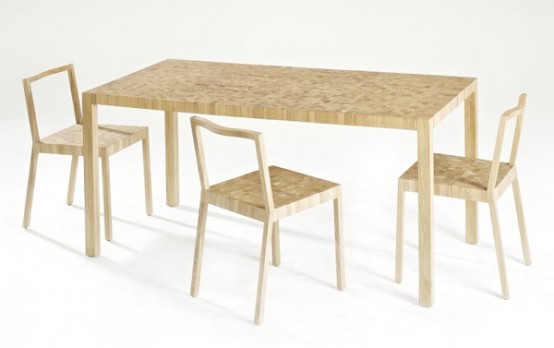 Pixilated Oak Dining Table And Chairs
