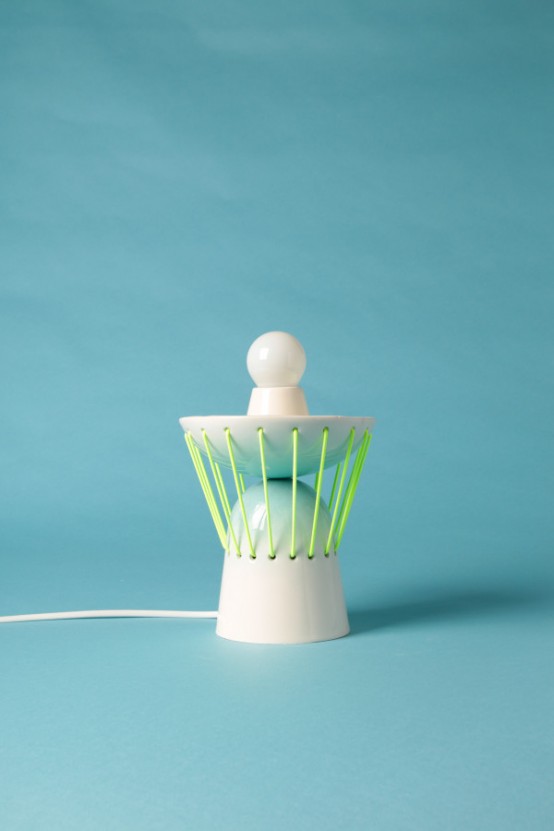 Playful Elastic Lights From Ceramics And Bold Elastic Cords
