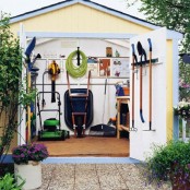 holders on the walls aren’t always enough, get some on the doors, too, and your shed will be more organized