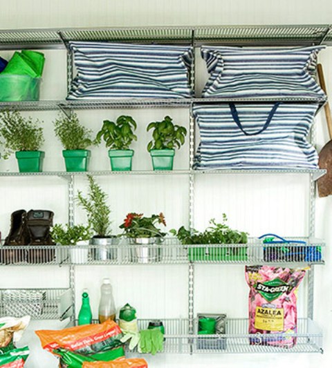 a large open storage metal shelving unit is a very practical idea, it's durable and can hold much weight