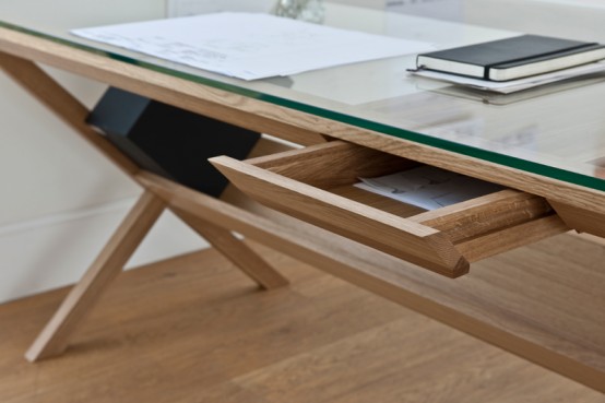 Home Office Desk with Innovative Paper Storage