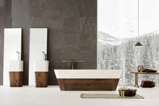 Precious Bathroom Furniture Collection Of Wood And Stone