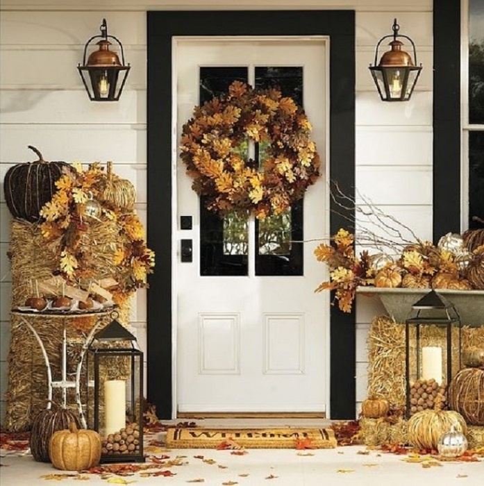 Make a wreath using dried Fall flora.