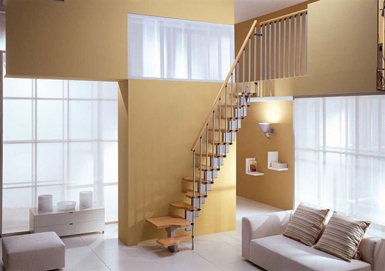 Mini Plus by Mister Step is a particularly compact open staircase, created to employ a flight solution even when there is insufficient space for a normal open staircase. The special profiled stairs reduce bulk to a minimum without sacrificing comfort.