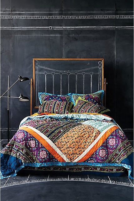 Boho patterns could work in dark rooms too.