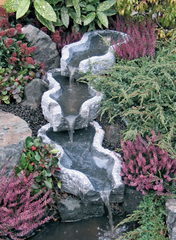 You can turn stones into beautiful vessels that would become the most interesting part of your waterfall.