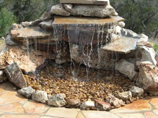 Pondless water fixture made only of natural stones.