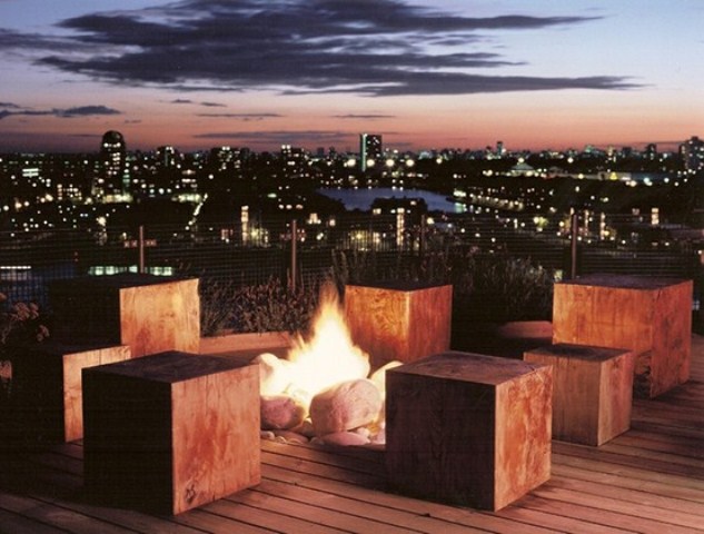 An outdoor pit fire would be a great addition to any rooftop terrace. It'd be great way to spend an evening around it if it's chilly outside.
