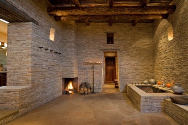 Sculptural Rough Stone Bathroom