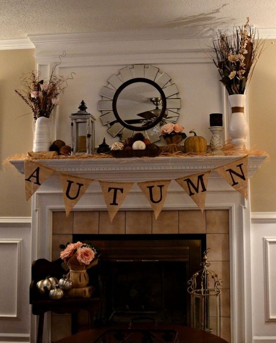 a burlap banner with black letters made with paint is a stylish and cool idea for fall and Thanksgiving, it looks rustic and very cozy