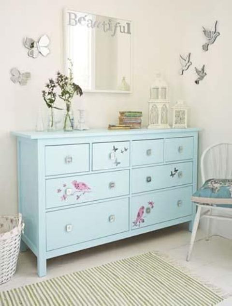 Decals is another super simple hack to add some cuteness to a boring dresser's look.