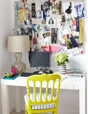 Decorating small and pretty home office isn't that hard. A cute chair could be an only thing  you need.