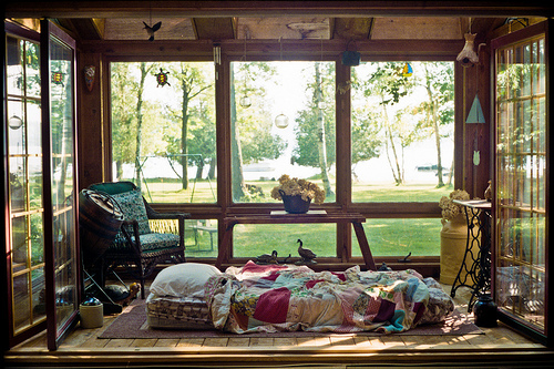 Small bohemian sunroom where owners could sleep durning hot summer days.