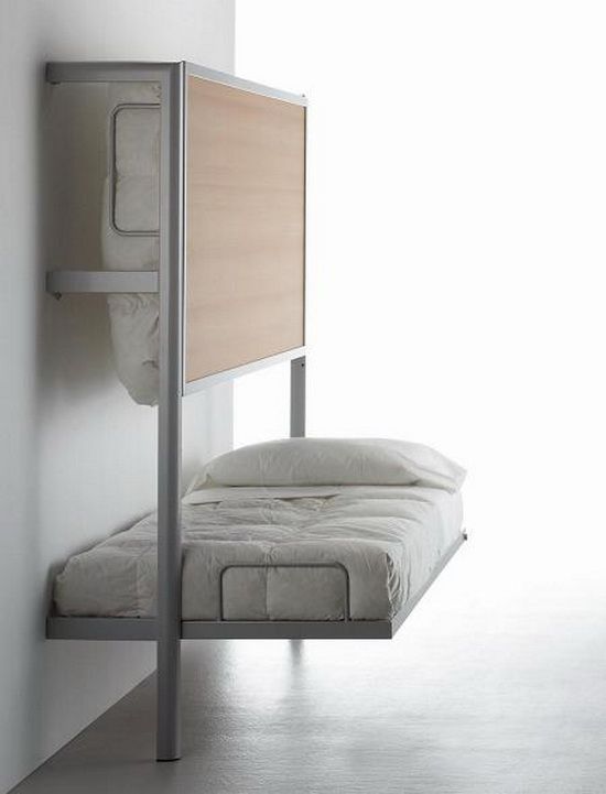 a folding bed is a great piece for a small space, and here it's a folding bunk bed, perfect for a kid's or guests' bedroom