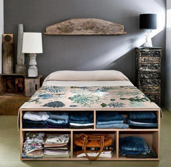 Bed benches are great but a storage unit is smart way to add some storage space.