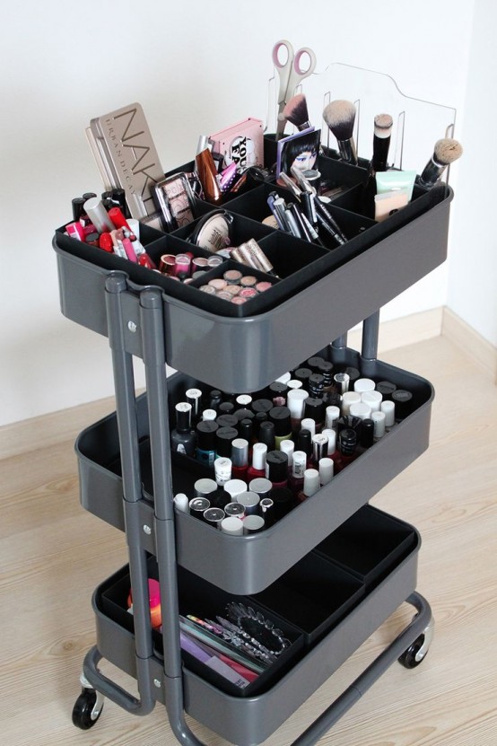 IKEA Raskog cart can store makeup