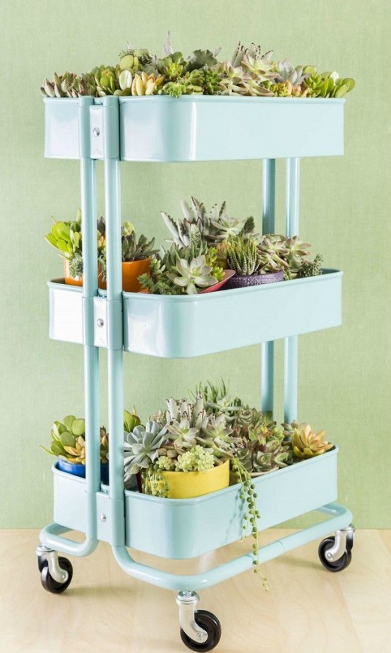 IKEA Raskog cart as a plant stand