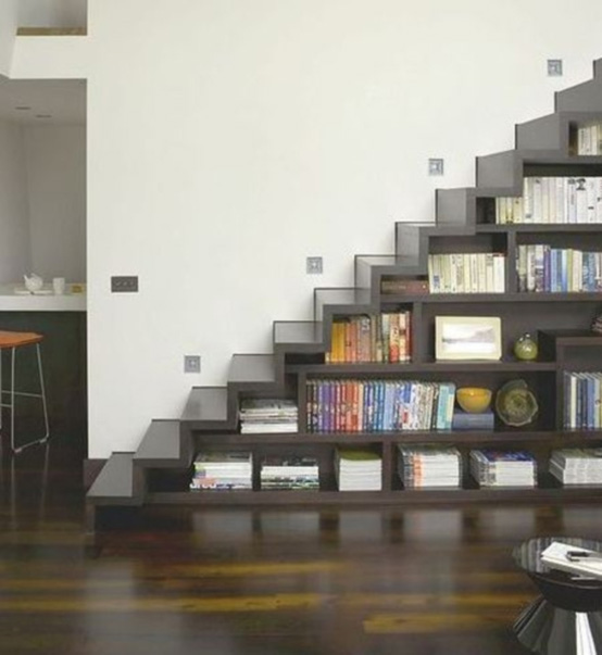 This staircase is an another example of how staircase could be combined with book storage. This time it looks almost like bookcase although it will give your access to the upper floor.

