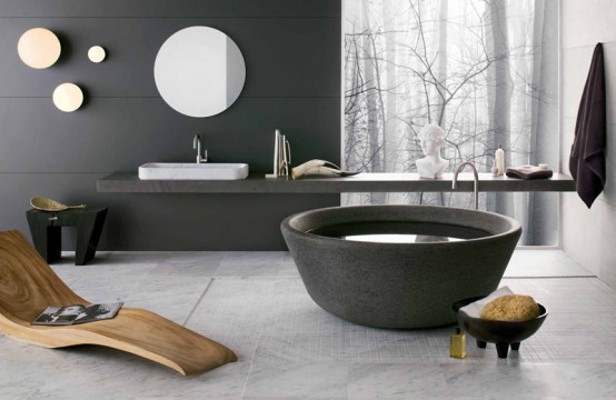 4 Gorgeous Stone Bathtubs by Neutra
