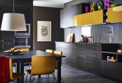 Stunning Black Kitchen Design With Yellow Touches