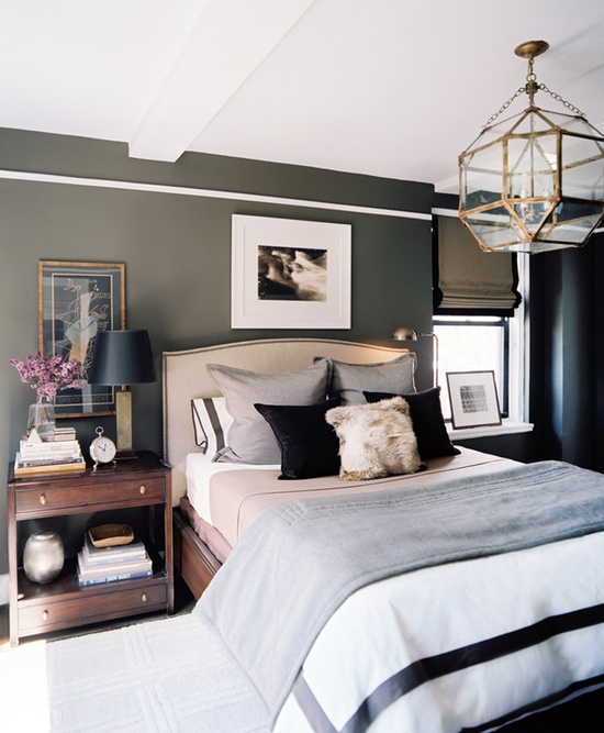 A combination of neutral dark and clean white colors is a safe way to go. 