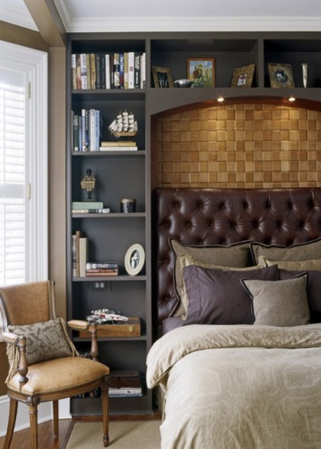 Additional storage and display space around the bed is a smart decision for small living spaces.