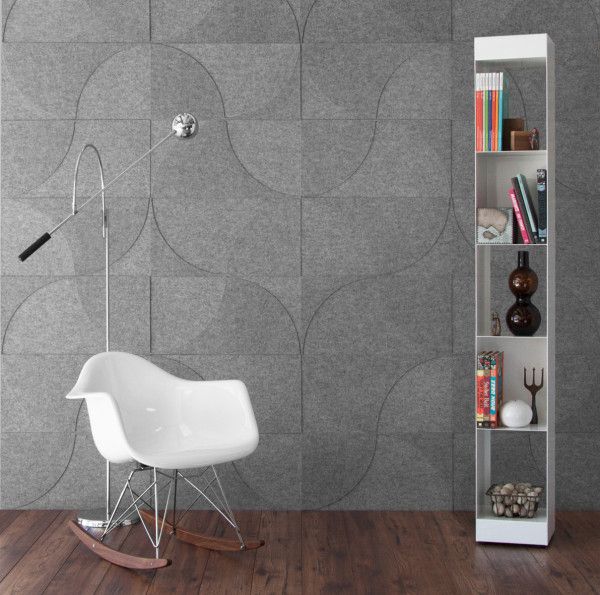 Grey soundproofing panels with a pattern make the space more contemporary and eye catching