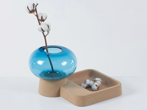 Stylish Blown Glass Vase With The Catch-All Cork Tray