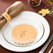 a white porcelain plate, a sheer glass one and a cookie card for a lovely Thanksgivingtablescape – it will easily fit any except for a vintage one