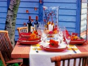 bold red and white tableware will make your fall or Thanksgiving tablescape very bright and very special and will accent it with color a lot