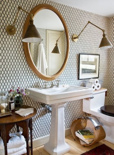 Good looking wall lights could serve as a visual focal point in a bathroom without other distinctive features.