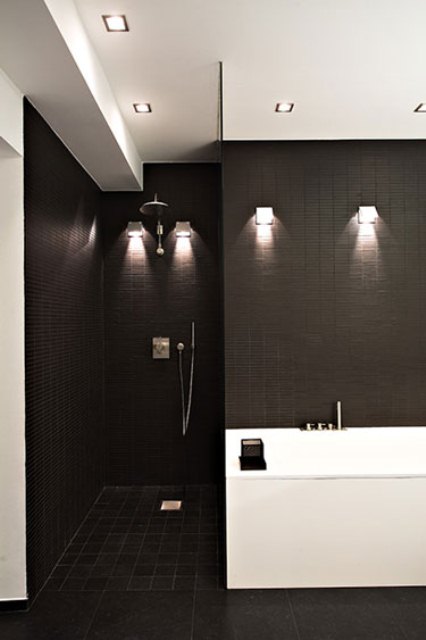 Choosing creative bathroom lights is very important for minimalist bathroom designs.