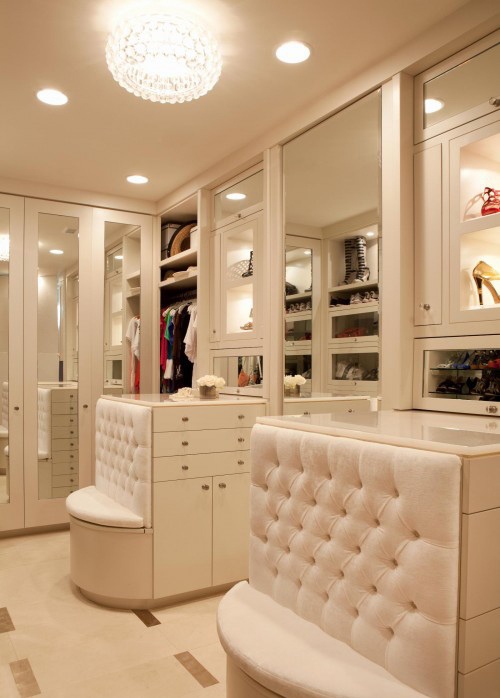Mirror doors is a great idea if you don't want to waste the space with a stand-alone piece.
