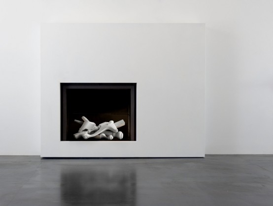 Surrealistic Gas Fireplace With Ceramic Logs