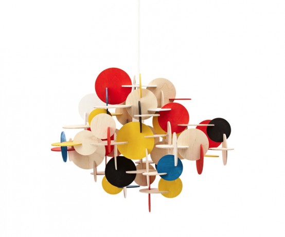 Suspension Lamp Made Of Plywood Pieces