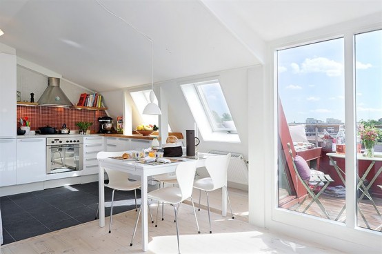 Sweden Apartment Design with Cool 10 Square Meter Roof Terrace