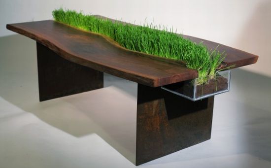 Table With A Planter Through Its Middle