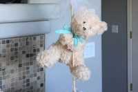 teddy bear centerpiece for a boy baby shower