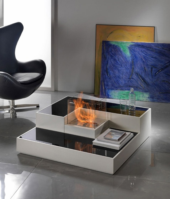 Tetris-Inspired Modern Bio Fireplace