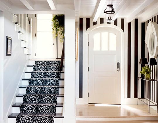 Traditional Black And White Hallway